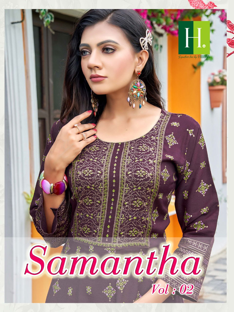 Hirwa Samantha 2 Rayon Festival Wear Long Anaraklai Kurti Collection